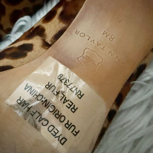 ANN TAYLOR | Mila Leopard Print Calf Hair Pumps Stiletto Heels Brown Black | 8 - Picture 10 of 10